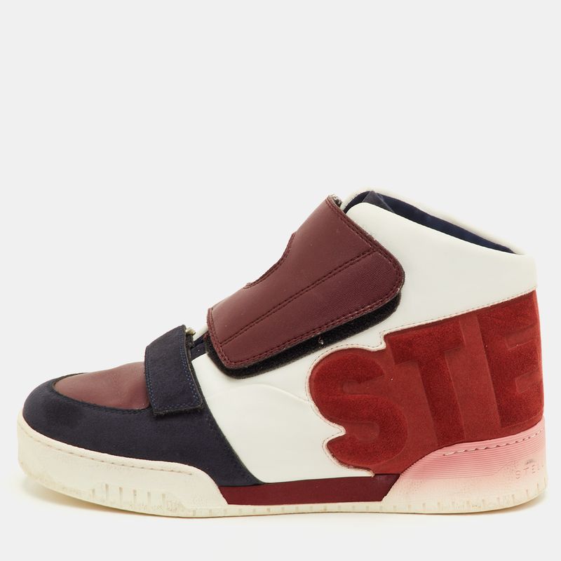 Stella Mccartney Size 37 Multicolour Faux Suede And Faux Leather High Top